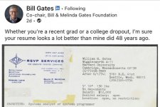 CV xin việc của tỷ phú Bill Gates