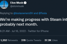 Tesla chuẩn bị tích hợp Steam lên xe điện