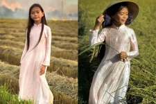 Ca sĩ Đoan Trang tung bộ ảnh con gái mặc áo dài bên đồng lúa