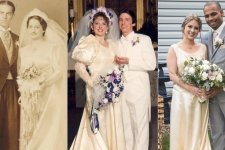 Cô dâu mặc chiếc váy cưới được truyền qua ba thế hệ
