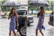 Chọn dáng váy bút chì và màu tím đơn điệu, Kate Middleton vẫn vô cùng thanh lịch và trẻ trung với điểm nhấn bất ngờ