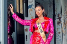 Thùy Tiên trong buổi phỏng vấn tại Miss Grand International