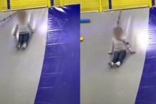Cô bé suýt bị treo cổ khi chơi cầu trượt trong tình huống không thể ngờ