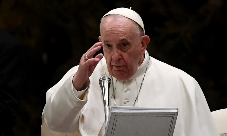 Giáo hoàng Francis tại Hội trường Paul VI ở Vatican hôm nay. Ảnh: AFP.