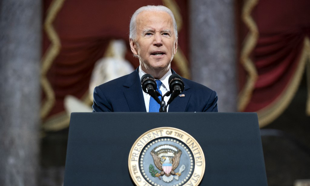 Tổng thống Mỹ Joe Biden phát biểu tại tòa nhà quốc hội Mỹ ở Washington hôm 6/1. Ảnh: AFP.