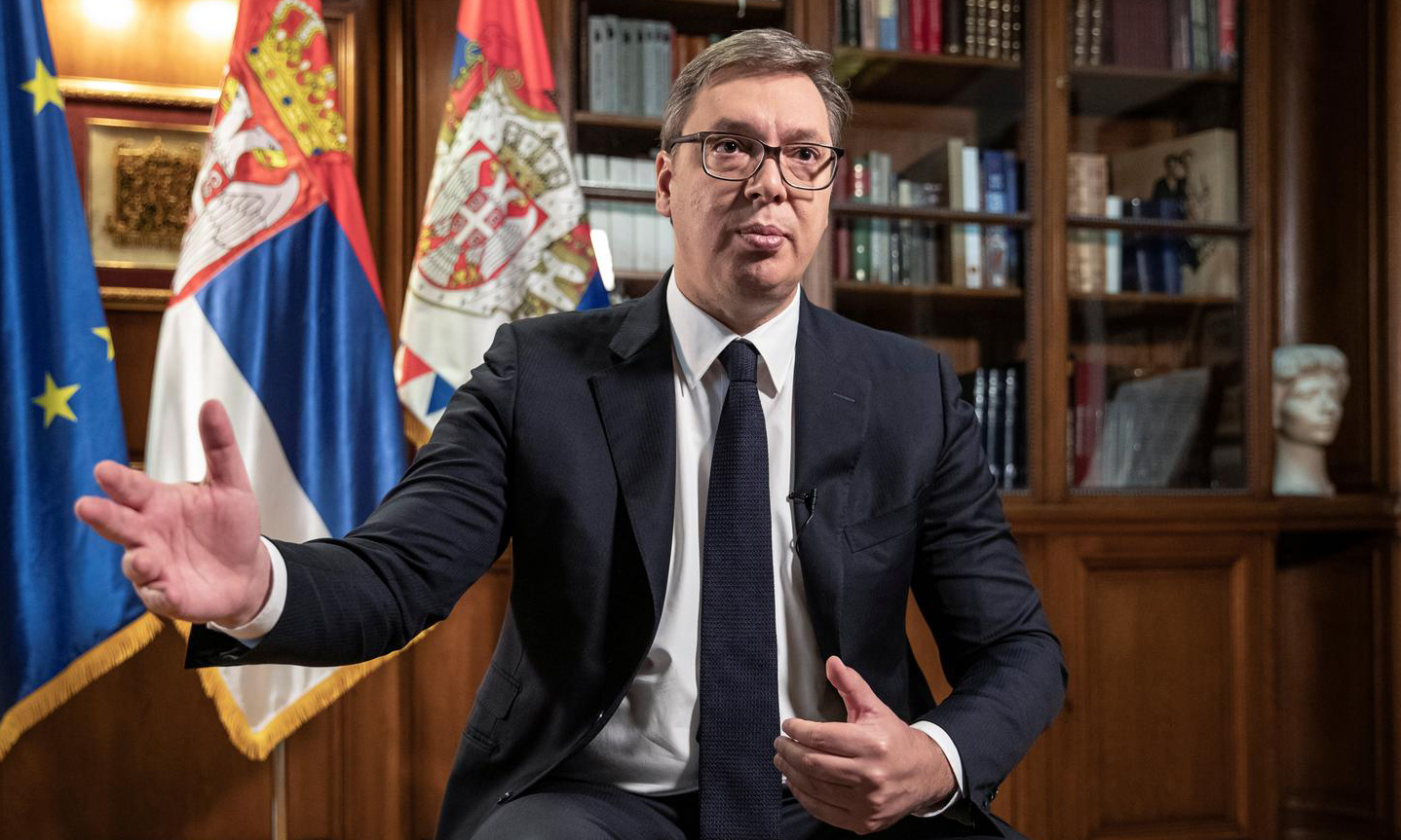 Tổng thống Serbia Aleksandar Vucic trong cuộc phỏng vấn ở thủ đô Belgrade hồi tháng 9/2020. Ảnh: Reuters.
