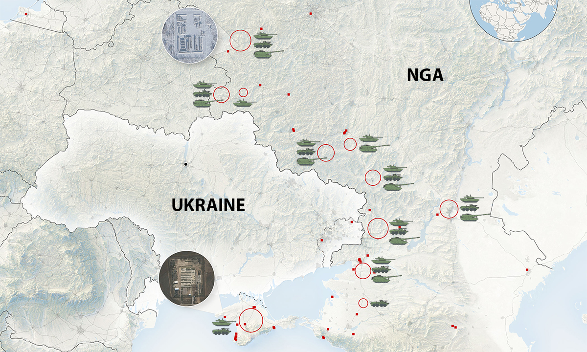 Nga bài binh bố trận quanh Ukraine. Bấm để xem chi tiết.