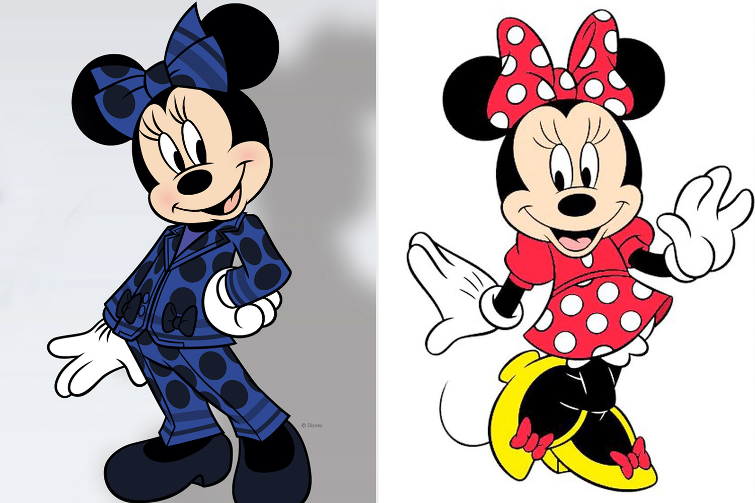 Diện mạo cũ và mới (trái) của chuột Minnie. Ảnh: Disney