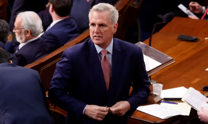 Ứng viên Kevin McCarthy sau vòng phiếu tại Hạ viện Mỹ hôm 3/1. Ảnh: Reuters.