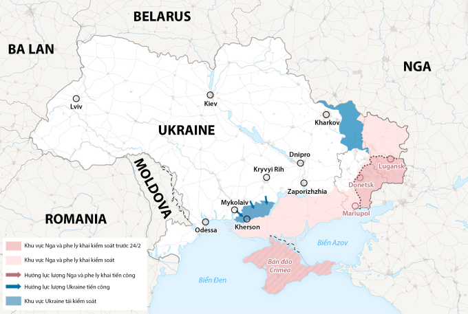 Cục diện chiến trường Ukraine. Đồ họa: WP.