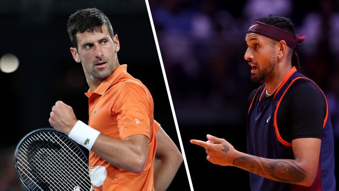 Novak Djokovic and Nick Kyrgios will face one another in a Friday night practice match.