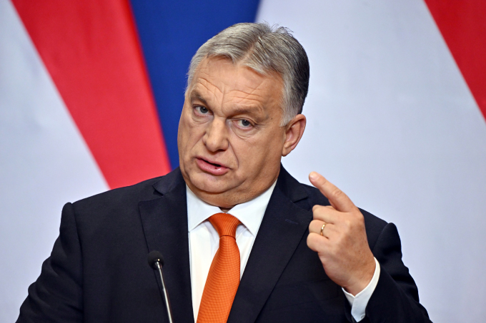 Thủ tướng Hungary Viktor Orban phát biểu tại Budapest ngày 21/12/2022. Ảnh: AFP