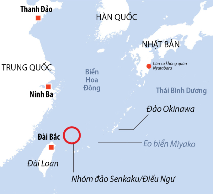 Vị trí nhóm đảo tranh chấp Senkaku/Điếu Ngư. Đồ họa: AFP.