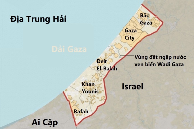 Sơ đồ phân bố các khu dân cư ở Gaza. Đồ họa: Al Jazeera