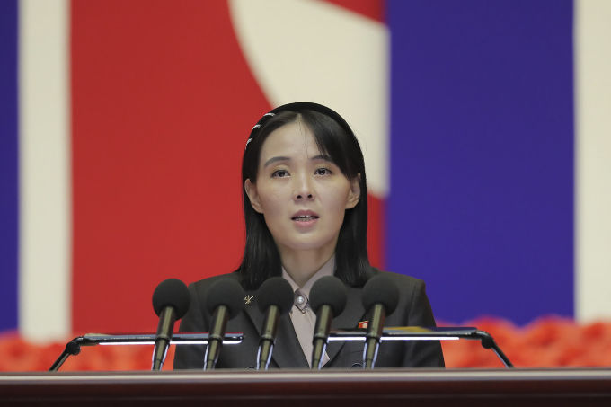 Bà Kim Yo-jong, em gái lãnh đạo Triều Tiên Kim Jong-un, dự cuộc họp ở Bình Nhưỡng hồi tháng 8/2022. Ảnh: AFP