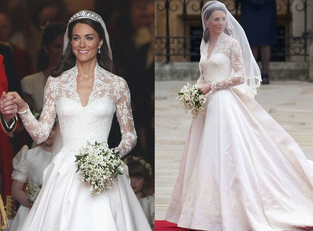 Váy cưới các nàng dâu thường dân nổi tiếng: 2 công nương nước Anh khác biệt lớn, vợ hoàng tử Brunei thì sao? - Ảnh 7.