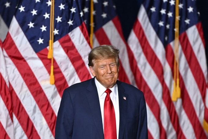 Cựu tổng thống Mỹ Donald Trump phát biểu trước người ủng hộ tại thủ phủ Des Moines, bang Iowa, ngày 15/1. Ảnh: AFP