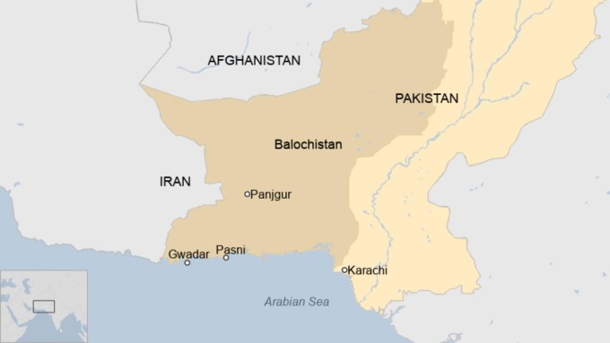 Vị trí tỉnh Balochistan, miền tây Pakistan. Đồ họa: BBC