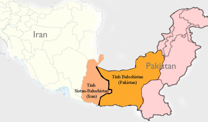 Vị trí tỉnh Sistan-Baluchistan của Iran giáp với tỉnh Balochistan của Pakistan. Đồ họa: GeoCurrent