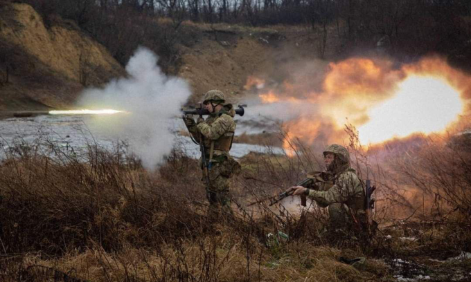 Lực lượng Ukraine tác chiến trong bức ảnh đăng ngày 25/1. Ảnh: Quân đội Ukraine