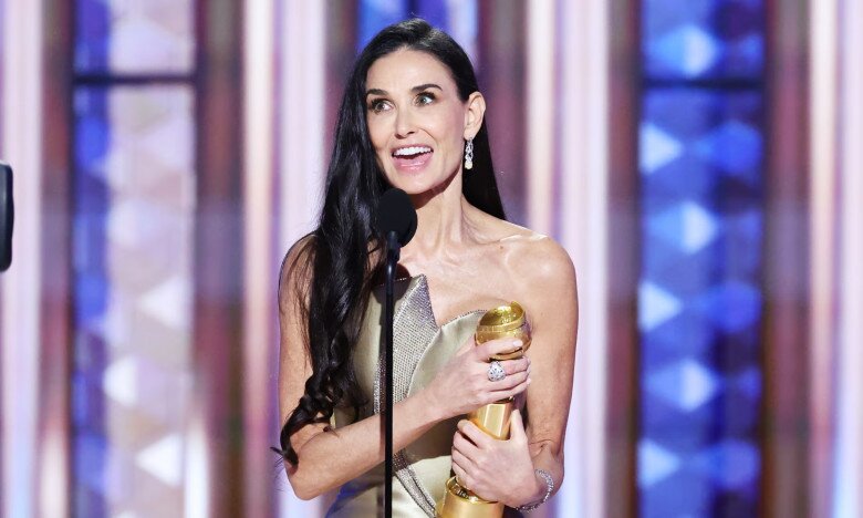 Demi Moore nhận giải Quả Cầu Vàng 2025.