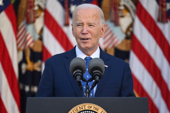 Tổng thống Mỹ Joe Biden phát biểu tại Nhà Trắng tháng 11/20024. Ảnh: AFP