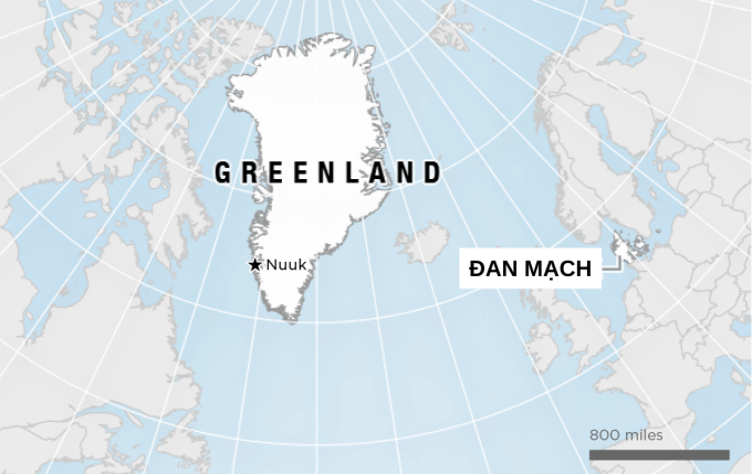 Vị trí đảo Greenland. Theo NPR