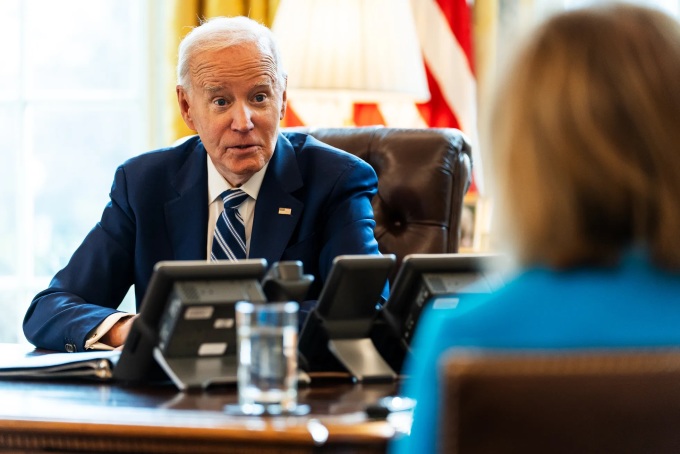 Tổng thống Mỹ Joe Biden trong cuộc phỏng vấn với USA Today tại Nhà Trắng ngày 5/1. Ảnh: USA Today