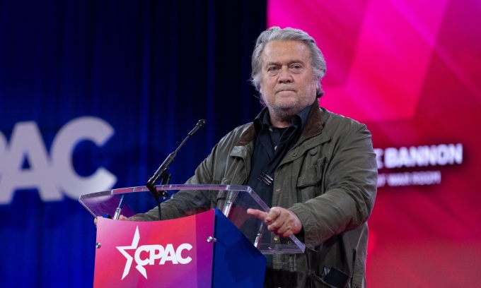 Ông Steve Bannon tại Hội nghị Hành động Chính trị Bảo thủ (CPAC) hôm 24/2/2024. Ảnh: AFP