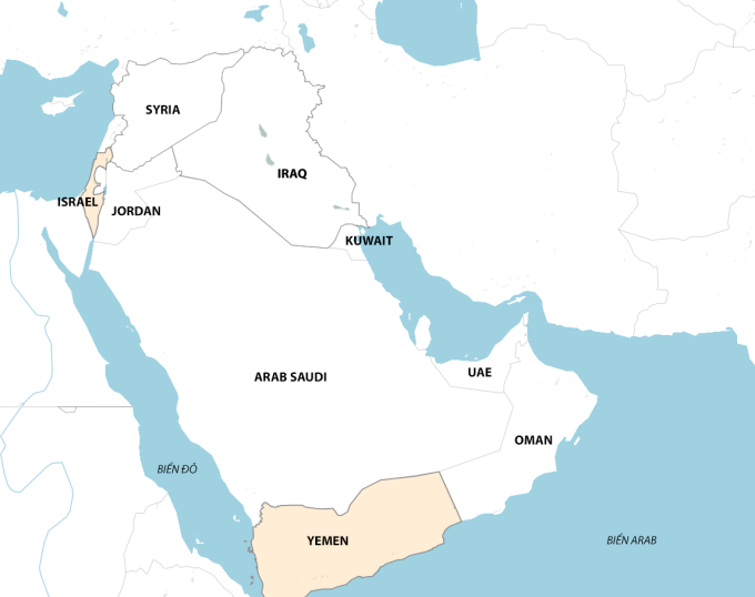 Vị trí Israel và Yemen. Đồ họa: Amwaj