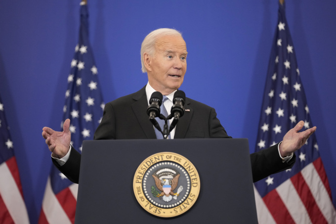 Tổng thống Joe Biden phát biểu tại Bộ Ngoại giao Mỹ vào ngày 13/1. Ảnh: AP