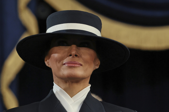 Bà Melania Trump tại lễ nhậm chức của chồng ở Điện Capitol, ngày 20/1. Ảnh: AP