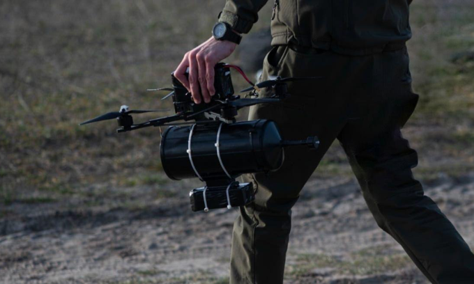 Drone cáp quang Ukraine trong bức ảnh đăng hồi tháng 1. Ảnh: BQP Ukraine