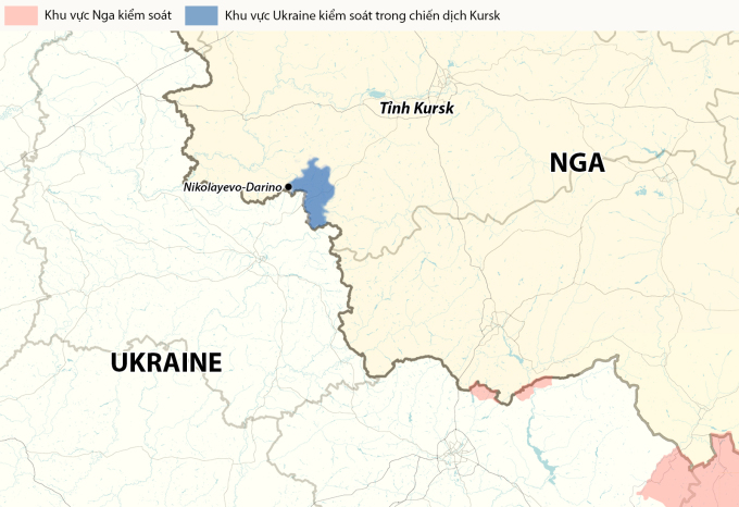 Vị trí làng Nikolayevo-Darino, tỉnh Kursk, Nga. Đồ họa: RYV