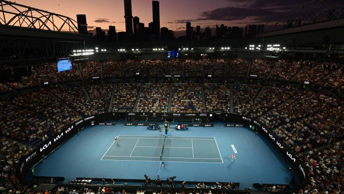 Sân trung tâm Rod Laver ở Melbourne, tại Australia Mở rộng 2025, nhìn từ trên cao. Ảnh: Reuters