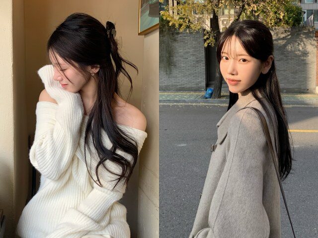 Tóc buộc nửa là lựa chọn lý tưởng khi muốn vừa gọn gàng vừa giữ nét mềm mại. Phần tóc hai bên được cố định giúp gương mặt sáng hơn, trong khi tóc phía sau buông tự nhiên. Kiểu tóc này mang lại cảm giác trẻ trung, nhẹ nhàng và dễ áp dụng mỗi ngày.