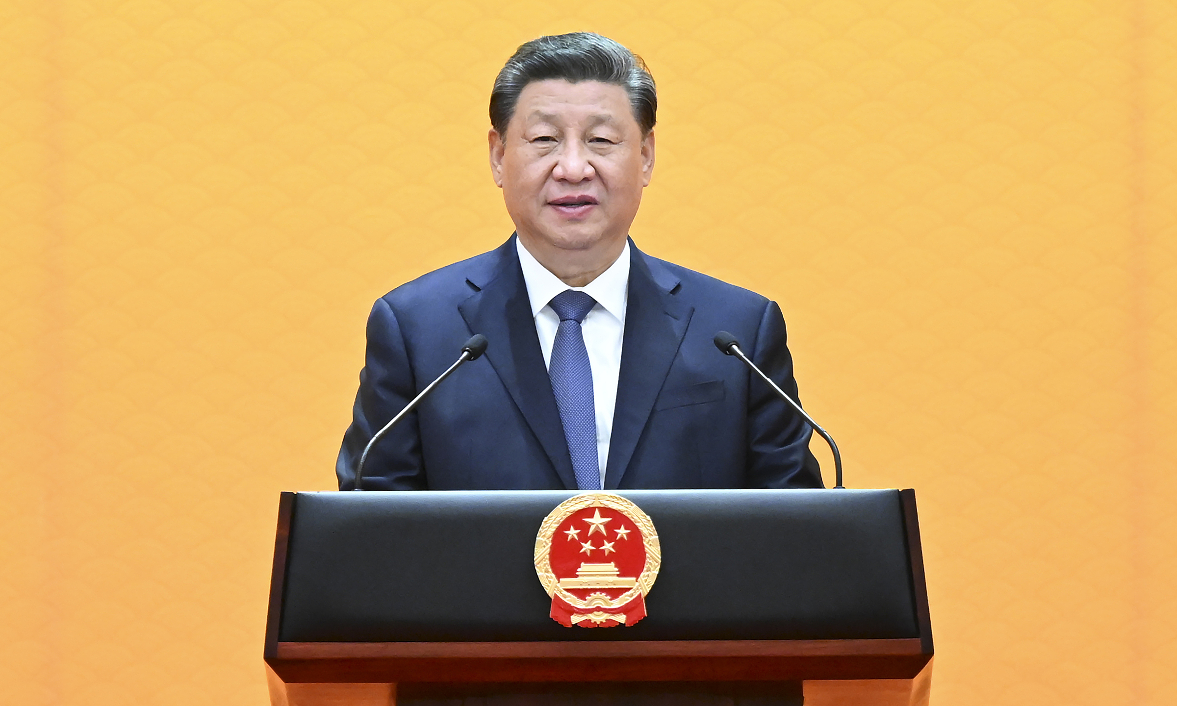 Chủ tịch Trung Quốc Tập Cận Bình phát biểu tại quốc yến dành cho lãnh đạo các nước và tổ chức quốc tế tại Bắc Kinh ngày 5/2. Ảnh: Reuters.