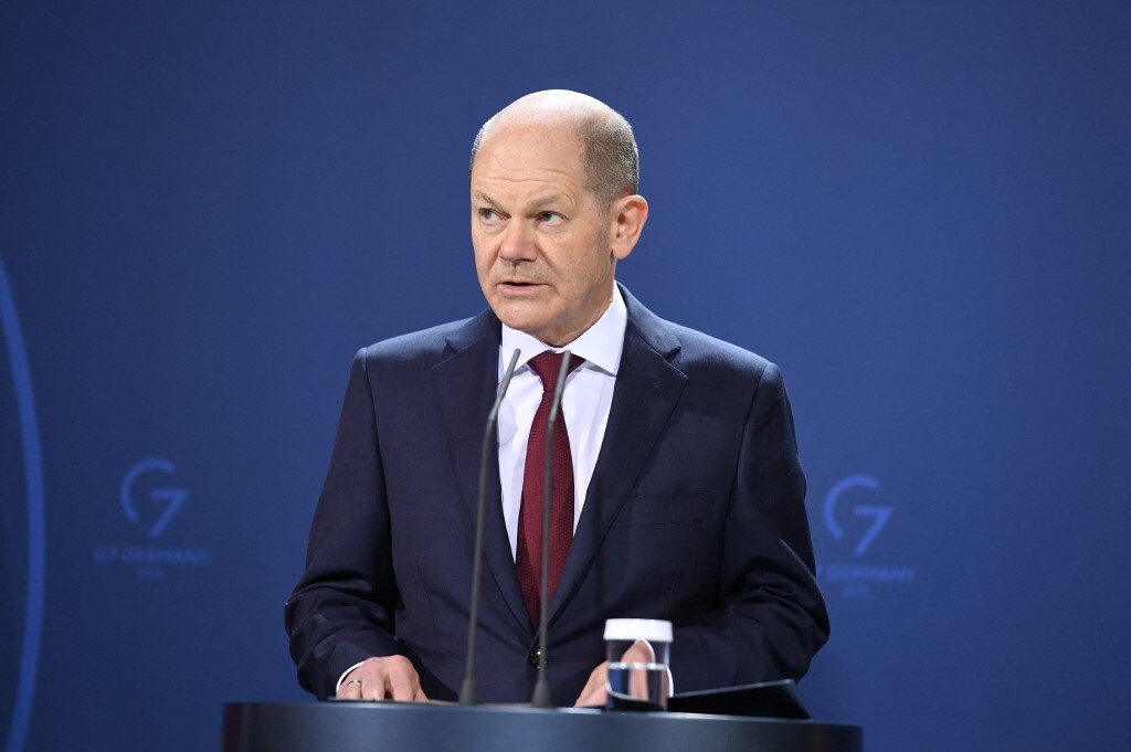 Thủ tướng Đức Olaf Scholz tại một cuộc họp báo ở Berlin hôm 10/2. Ảnh: AFP.