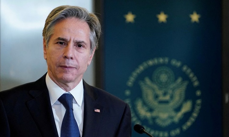 Ngoại trưởng Mỹ Antony Blinken phát biểu tại trụ sở Bộ Ngoại giao ở Washington ngày 1/2. Ảnh: Reuters.