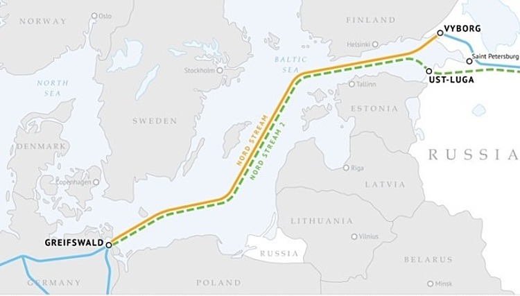 Đường ống Nord Stream 2. Đồ họa:Gazprom.