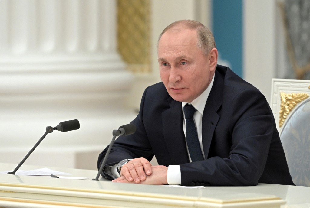 Tổng thống Nga Putin trong một cuộc họp ở Điện Kremlin, thủ đô Moskva, ngày 24/2. Ảnh: AFP