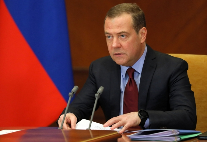 Phó Chủ tịch Hội đồng An ninh Nga Dmitry Medvedev trong một cuộc họp tại Moskva tháng 4/2022. Ảnh: AFP.