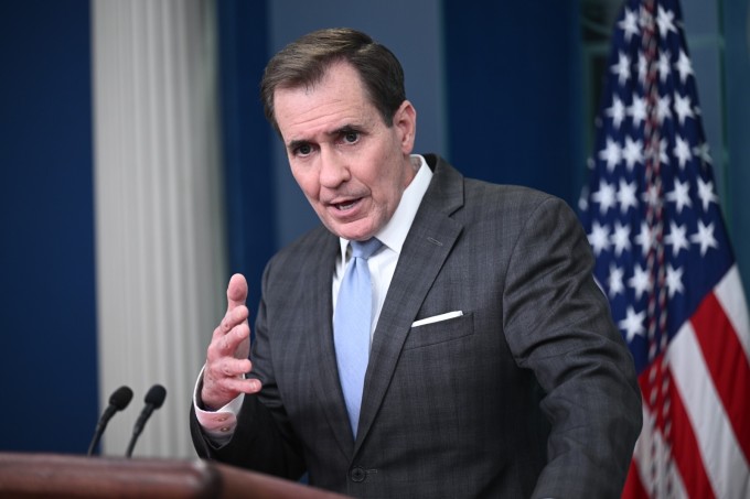 Người phát ngôn Hội đồng An ninh Quốc gia Mỹ John Kirby tại cuộc họp báo ở Nhà Trắng hôm 10/2. Ảnh: AFP.