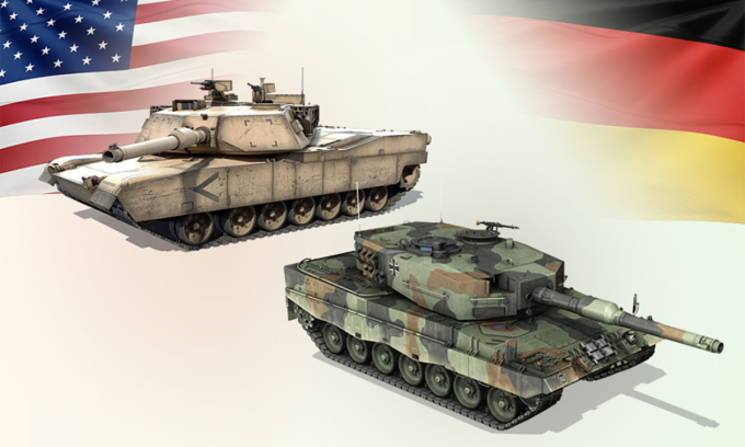 Tính năng mẫu xe tăng Mỹ, Đức chuyển cho Ukraine. Bấm vào để xem chi tiết.