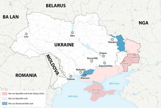 Cục diện chiến sự Ukraine. Đồ họa: WP.