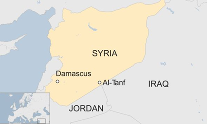 Căn cứ al-Tanf, đông nam Syria. Đồ họa: BBC.