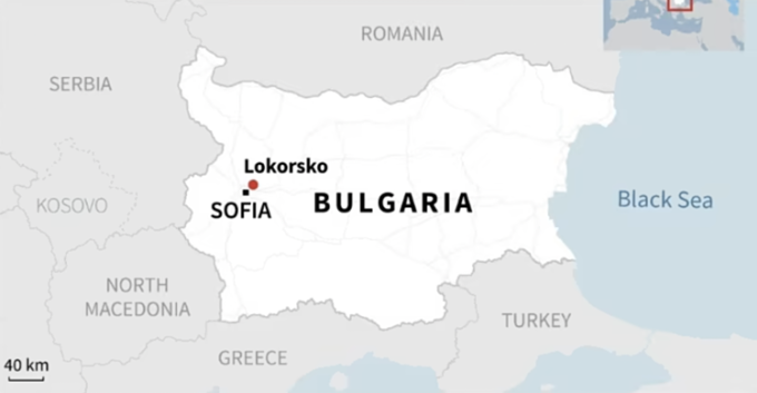 Vị trí làng Lokorsko ở Bulgaria, nơi phát hiện xe tải buôn lậu người di cư. Ảnh: AFP.