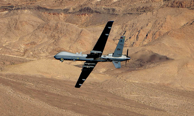 Máy bay không người lái MQ-9 Reaper trong buổi bay huấn luyện của không quân Mỹ tháng 7/2019. Ảnh: USAF
