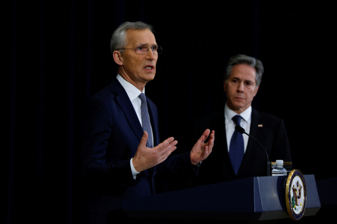 Tổng thư ký NATO Jens Stoltenberg trong chuyến thăm Washington ngày 29/1. Ảnh: Reuters