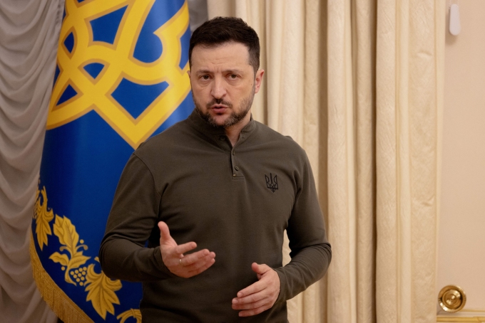 Tổng thống Ukraine Volodymyr Zelensky tại Kiev ngày 10/2. Ảnh: AFP